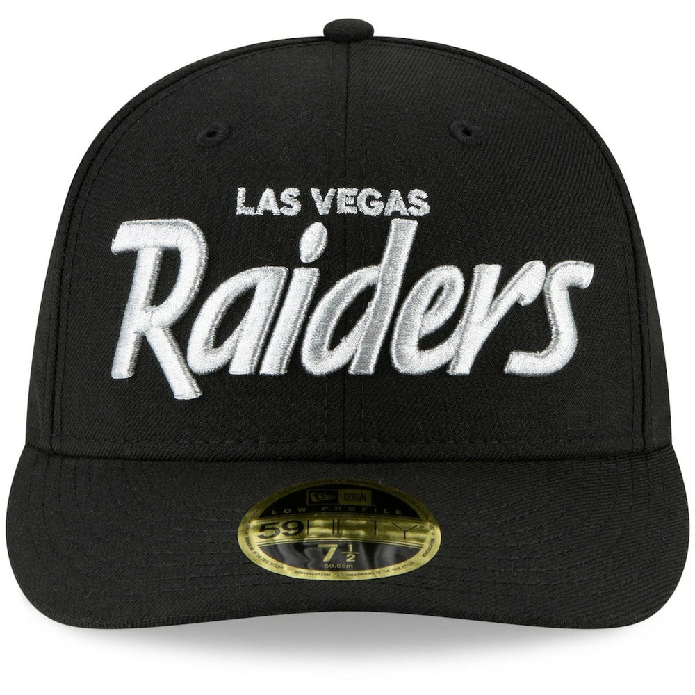 Las Vegas Raiders New Era Omaha Script Low Profile 59FIFTY Fitted Hat - Black on sale