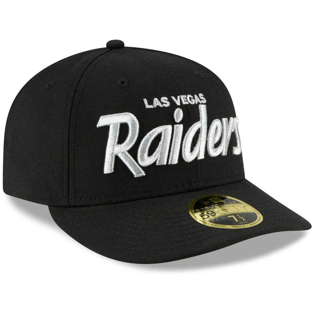 Las Vegas Raiders New Era Omaha Script Low Profile 59FIFTY Fitted Hat - Black on sale