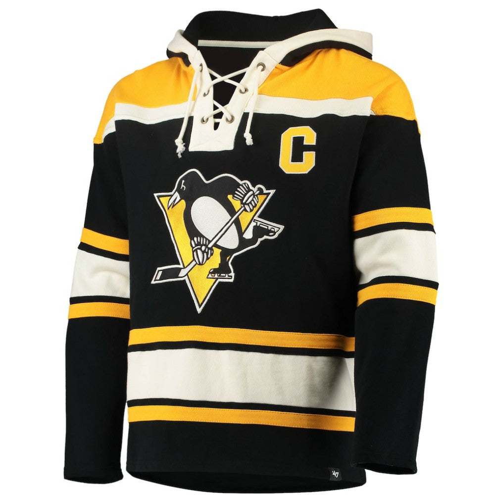 Sidney Crosby Pittsburgh Penguins '47 Player Name & Number Lacer Pullover Hoodie Black