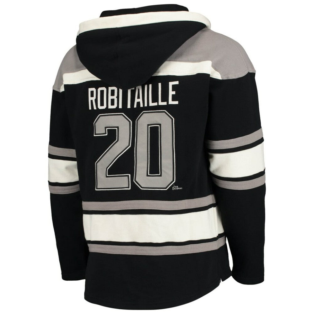 Luc Robitaille Los Angeles Kings '47 Retired Player Name & Number Lacer Pullover Hoodie Black