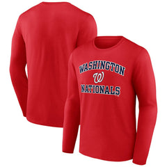 Men's Red Washington Nationals Team Heart & Soul Long Sleeve T-Shirt