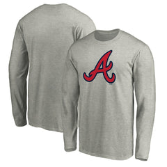 Atlanta Braves Official Team Logo Long Sleeve T-Shirt - Heather Gray