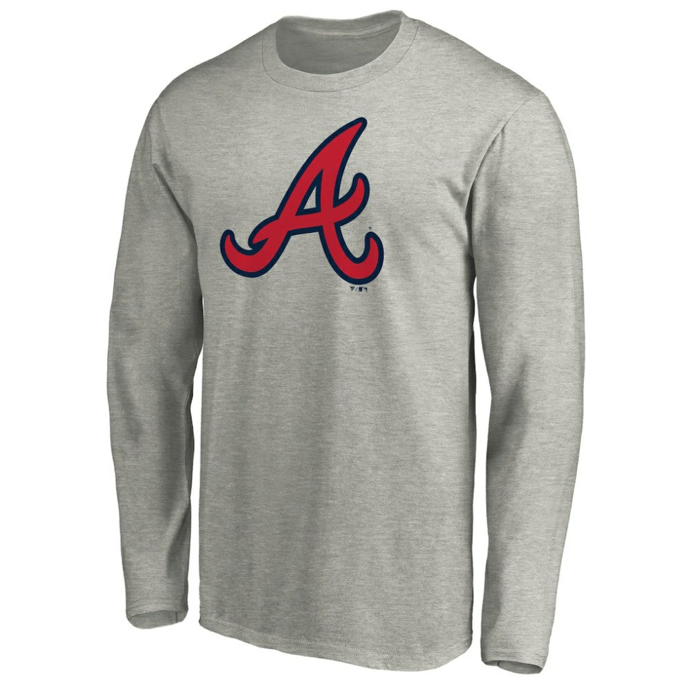 Atlanta Braves Official Team Logo Long Sleeve T-Shirt - Heather Gray