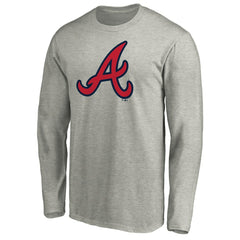 Atlanta Braves Official Team Logo Long Sleeve T-Shirt - Heather Gray