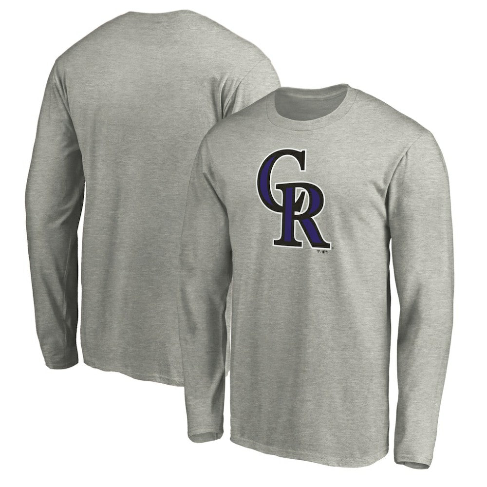 Colorado Rockies Official Team Logo Long Sleeve T-Shirt - Heather Gray