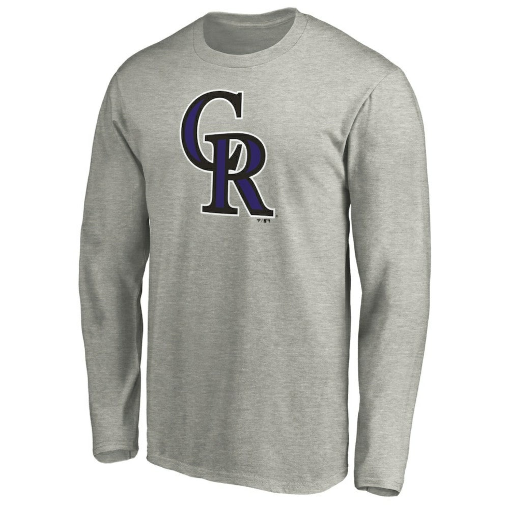 Colorado Rockies Official Team Logo Long Sleeve T-Shirt - Heather Gray