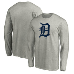 Detroit Tigers Official Team Logo Long Sleeve T-Shirt - Heather Gray