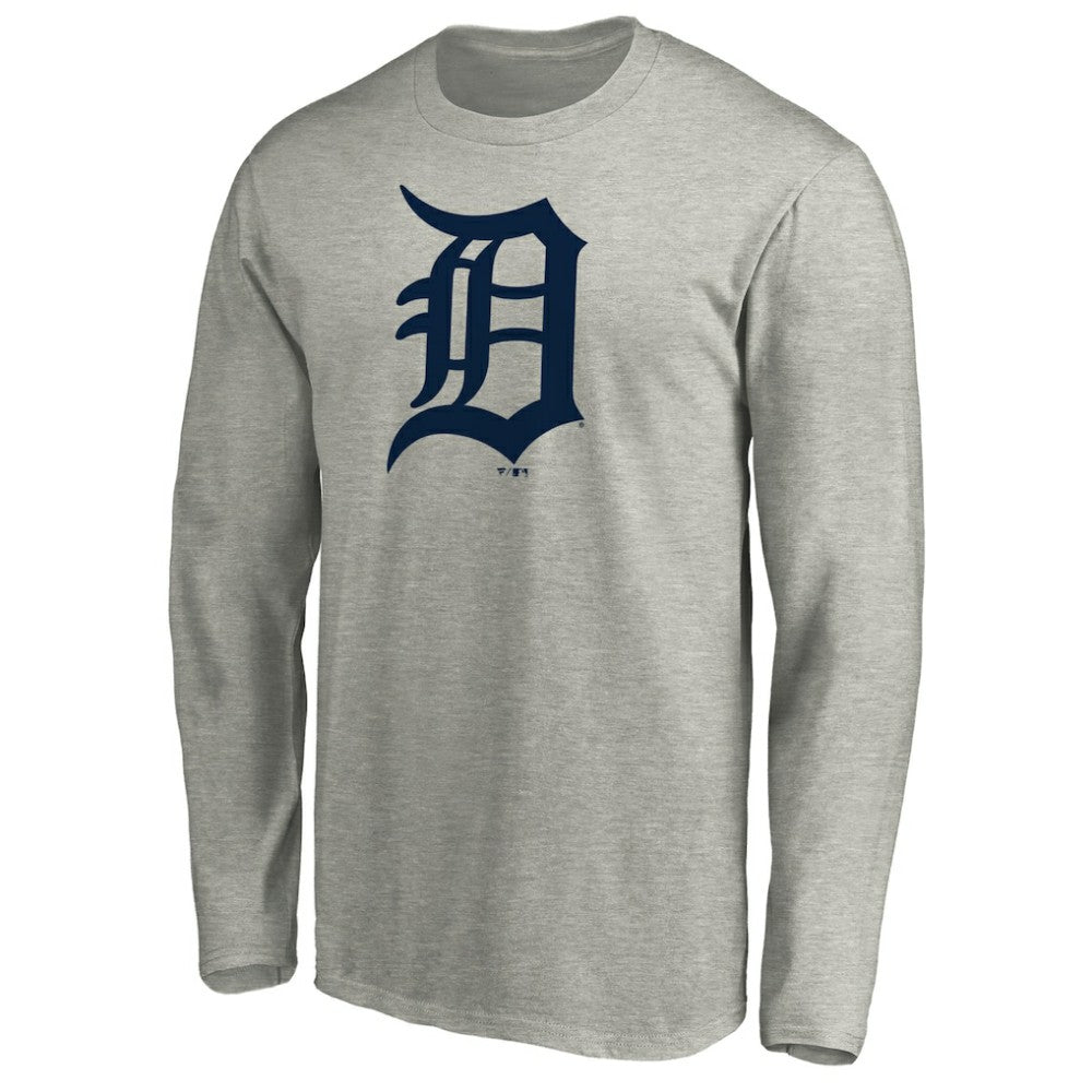 Detroit Tigers Official Team Logo Long Sleeve T-Shirt - Heather Gray