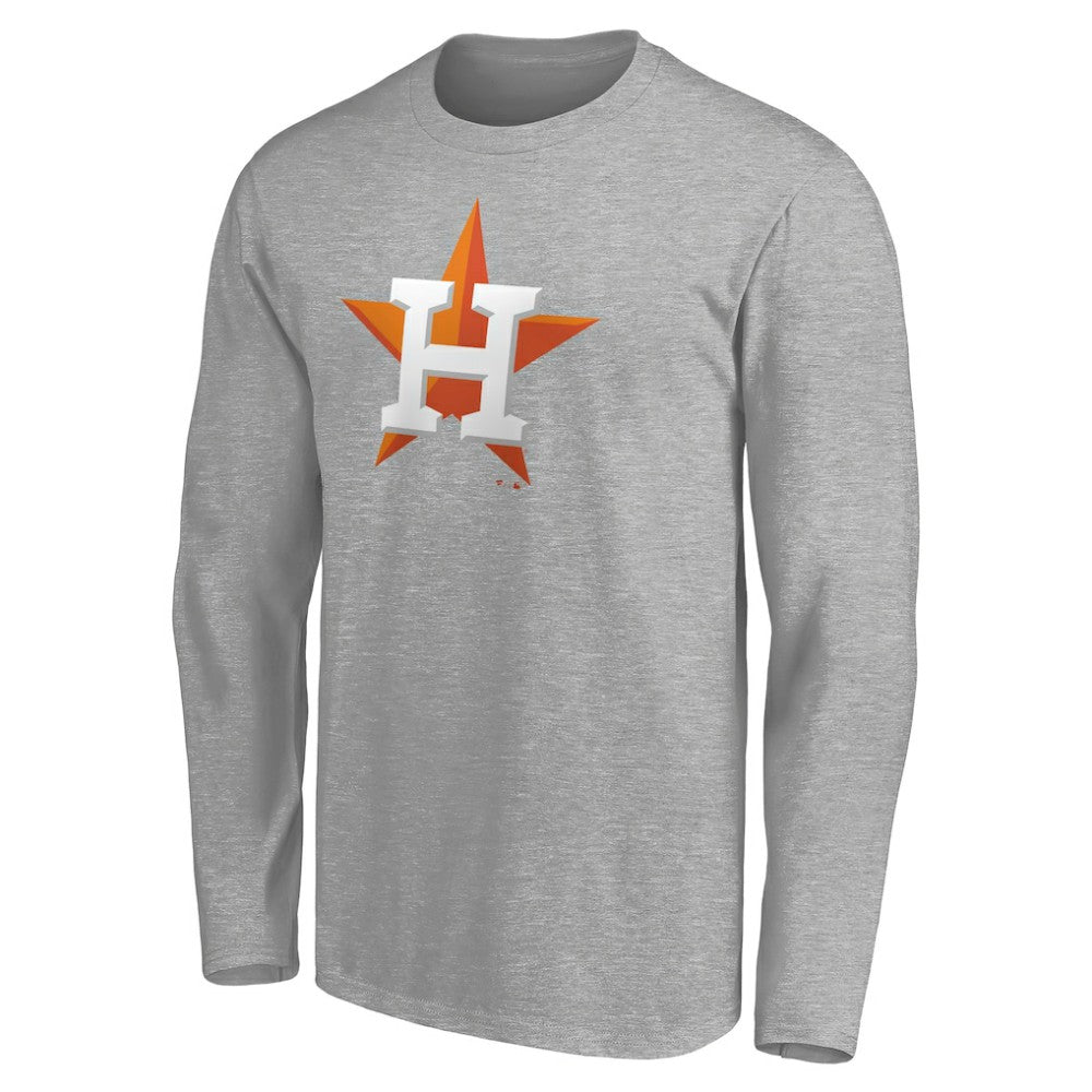 Houston Astros Official Team Logo Long Sleeve T-Shirt - Heather Gray