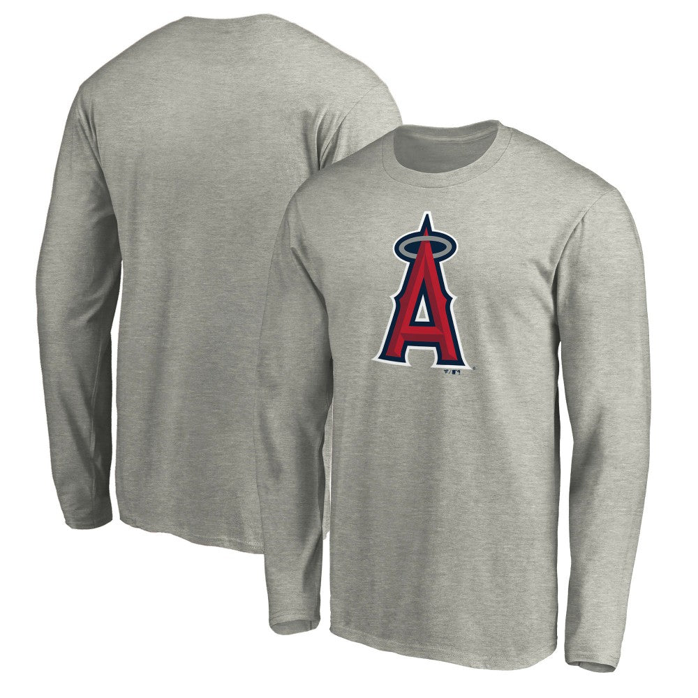 Los Angeles Angels Official Team Logo Long Sleeve T-Shirt - Heather Gray