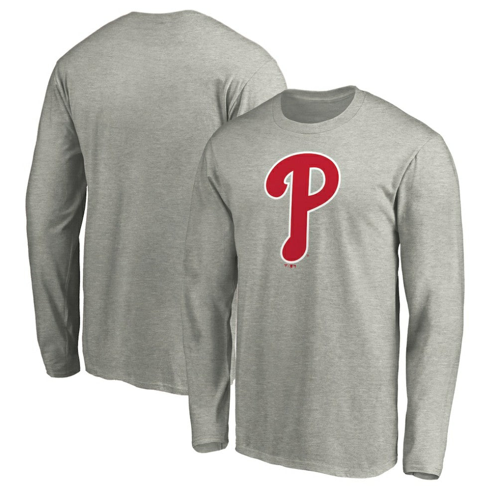 Philadelphia Phillies Official Team Logo Long Sleeve T-Shirt - Heather Gray
