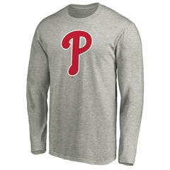 Philadelphia Phillies Official Team Logo Long Sleeve T-Shirt - Heather Gray