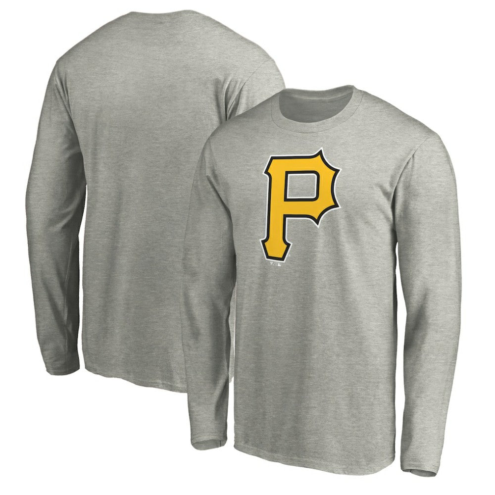 Pittsburgh Pirates Official Team Logo Long Sleeve T-Shirt - Heather Gray