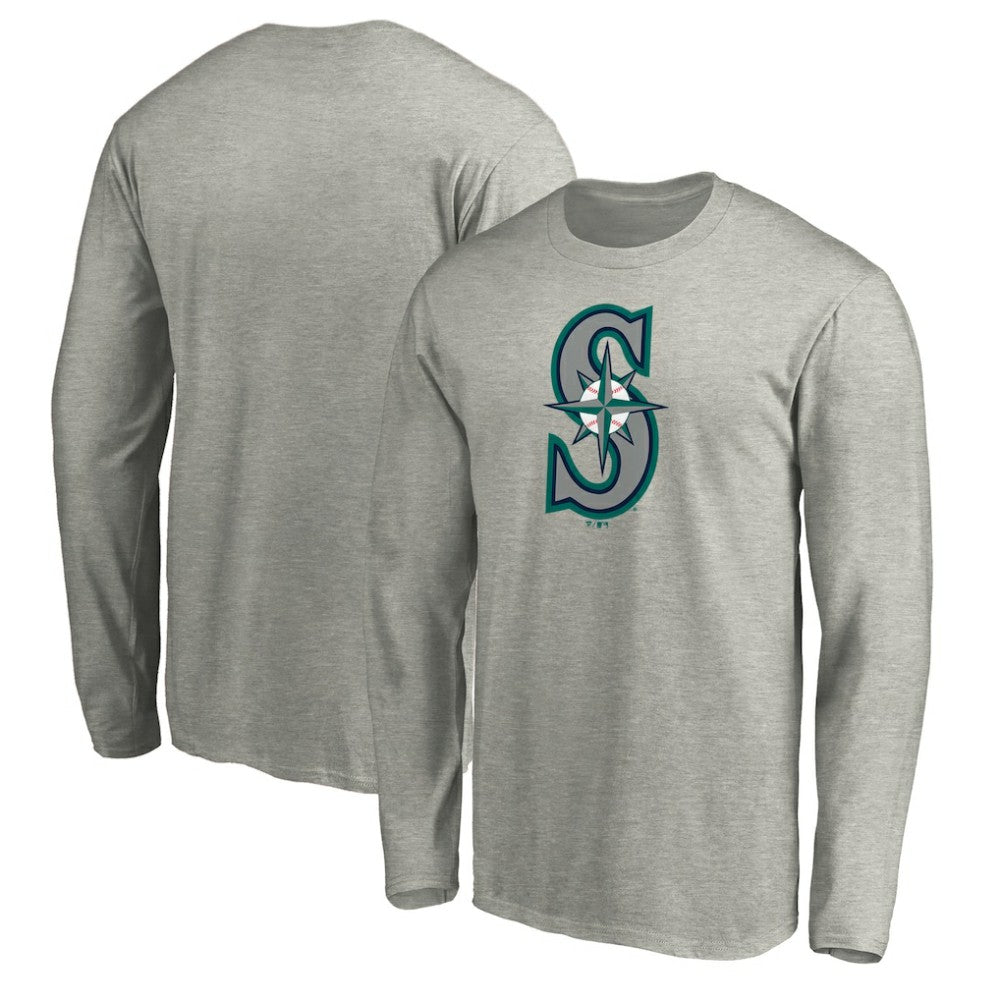 Seattle Mariners Official Team Logo Long Sleeve T-Shirt - Heather Gray