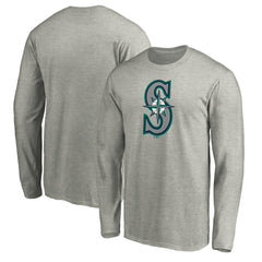 Seattle Mariners Official Team Logo Long Sleeve T-Shirt - Heather Gray