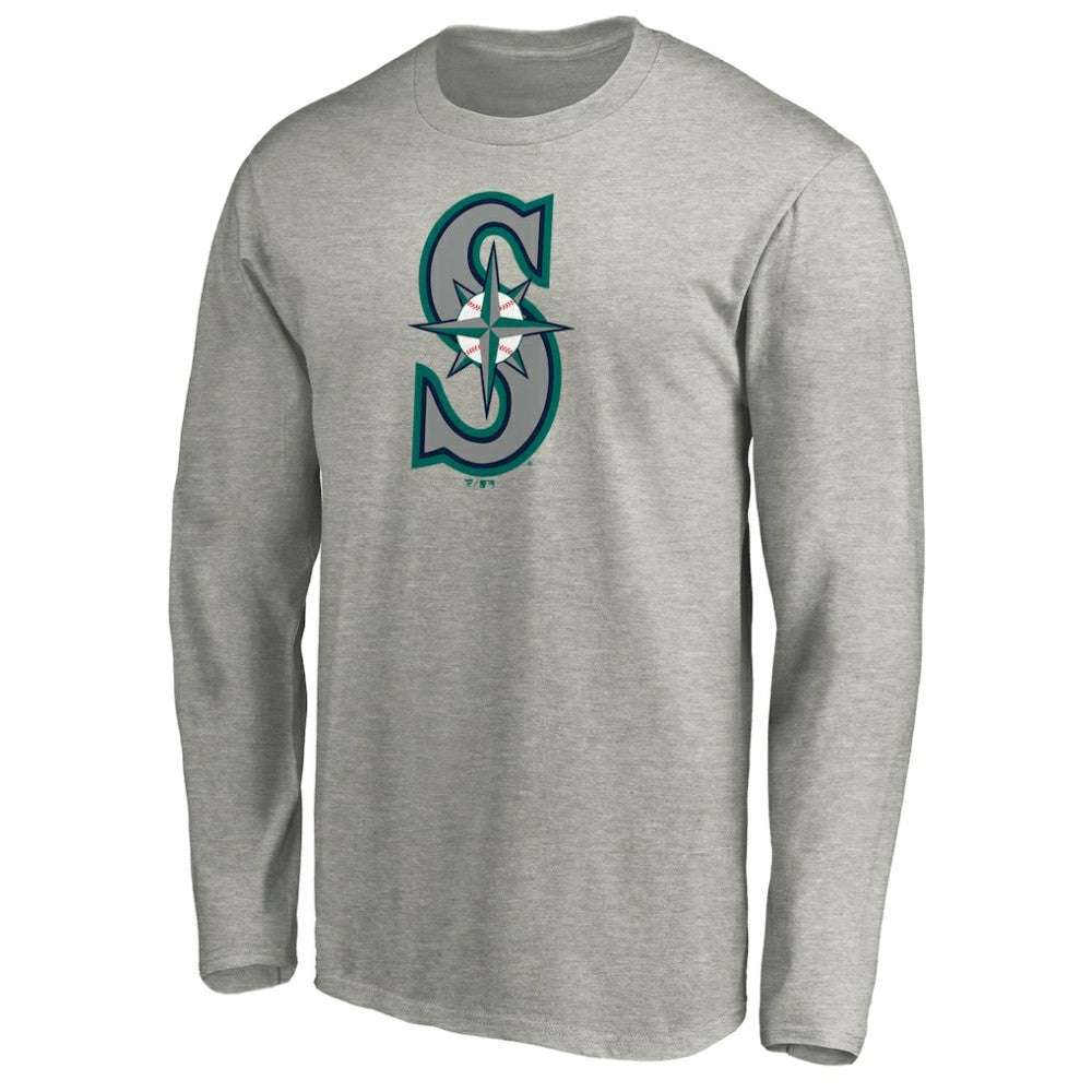 Seattle Mariners Official Team Logo Long Sleeve T-Shirt - Heather Gray