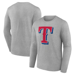 Texas Rangers Official Team Logo Long Sleeve T-Shirt - Heather Gray