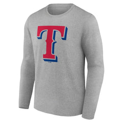 Texas Rangers Official Team Logo Long Sleeve T-Shirt - Heather Gray
