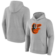 Baltimore Orioles Official Logo Fitted Pullover Hoodie - Heather Gray