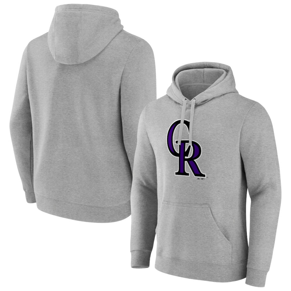 Colorado Rockies Official Logo Fitted Pullover Hoodie - Heather Gray