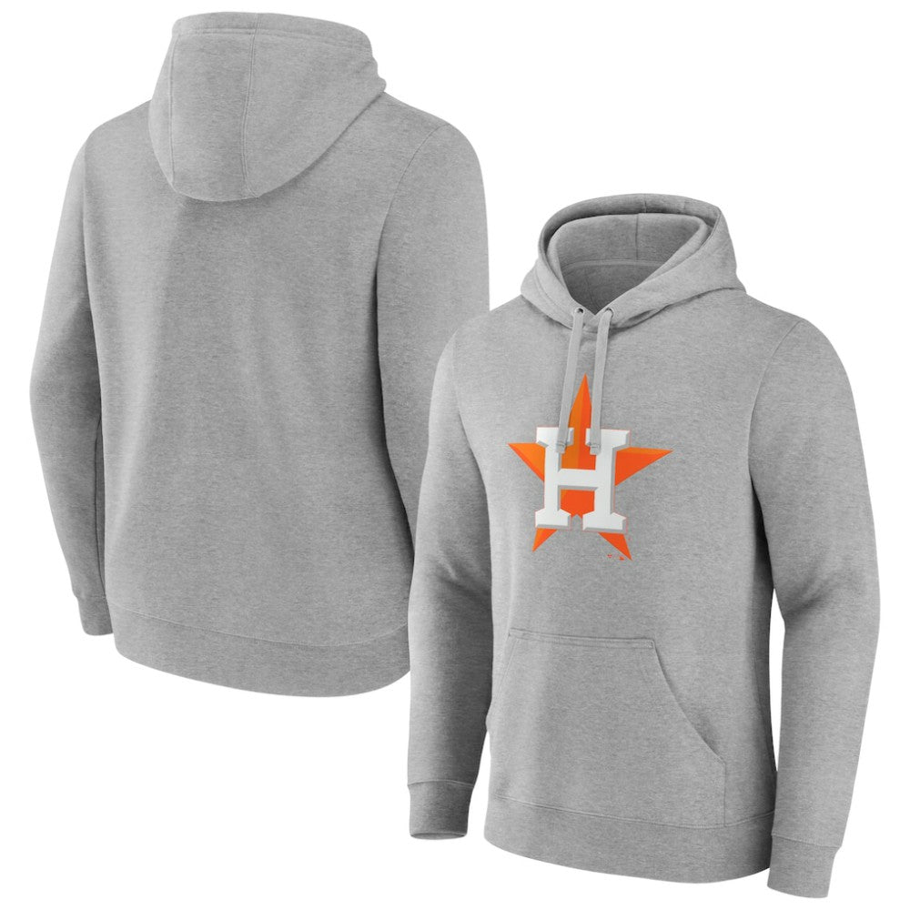 Houston Astros Official Logo Fitted Pullover Hoodie - Heather Gray