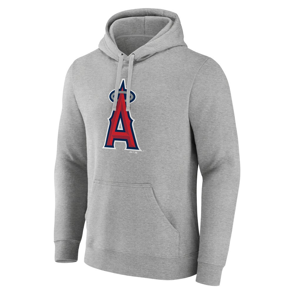 Los Angeles Angels Official Logo Fitted Pullover Hoodie - Heather Gray