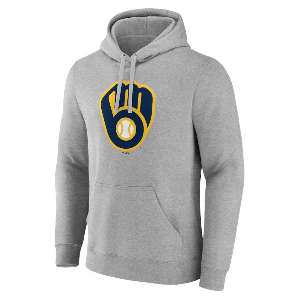 Milwaukee Brewers Official Logo Fitted Pullover Hoodie - Heather Gray