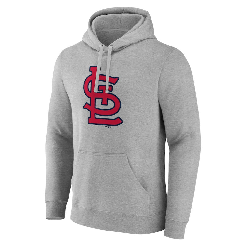 St. Louis Cardinals Official Logo Fitted Pullover Hoodie - Heather Gray
