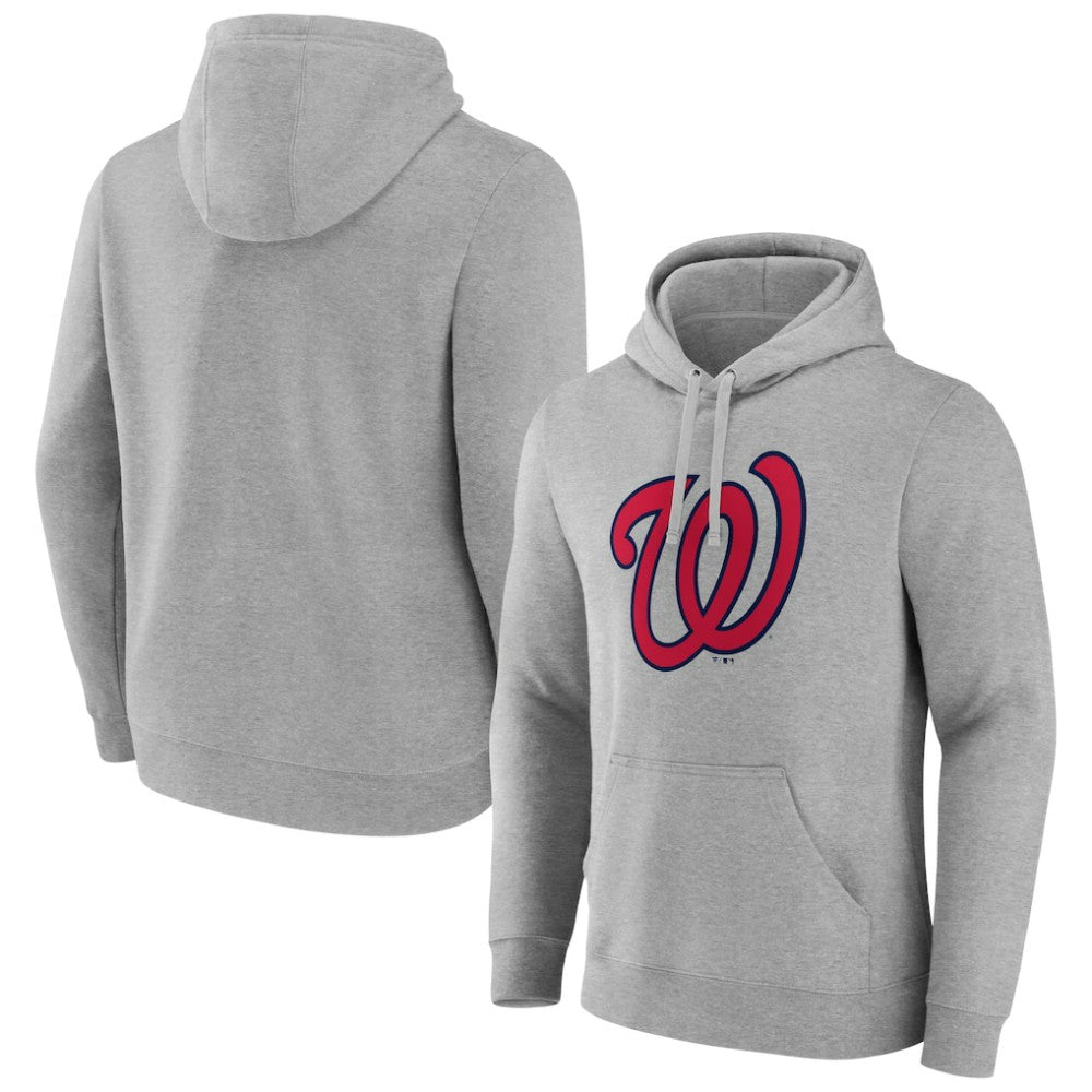 Washington Nationals Official Logo Fitted Pullover Hoodie - Heather Gray