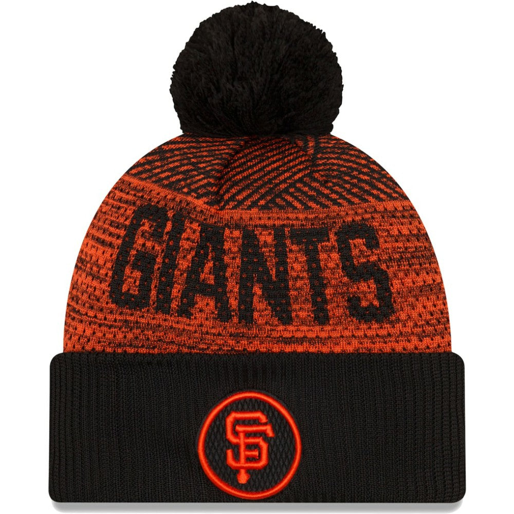 San Francisco Giants Authentic Collection Sport Cuffed Knit Hat with Pom - Black | New Era