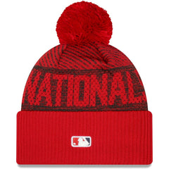 Washington Nationals Authentic Collection Sport Cuffed Knit Hat with Pom - Red | New Era