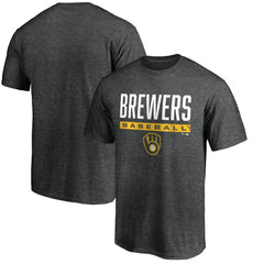 Milwaukee Brewers Win Stripe Logo T-Shirt - Charcoal