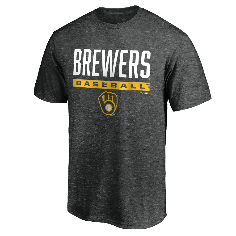 Milwaukee Brewers Win Stripe Logo T-Shirt - Charcoal