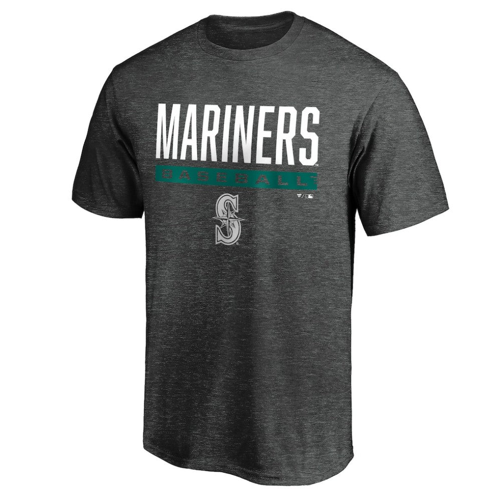 Seattle Mariners Win Stripe Logo T-Shirt - Charcoal