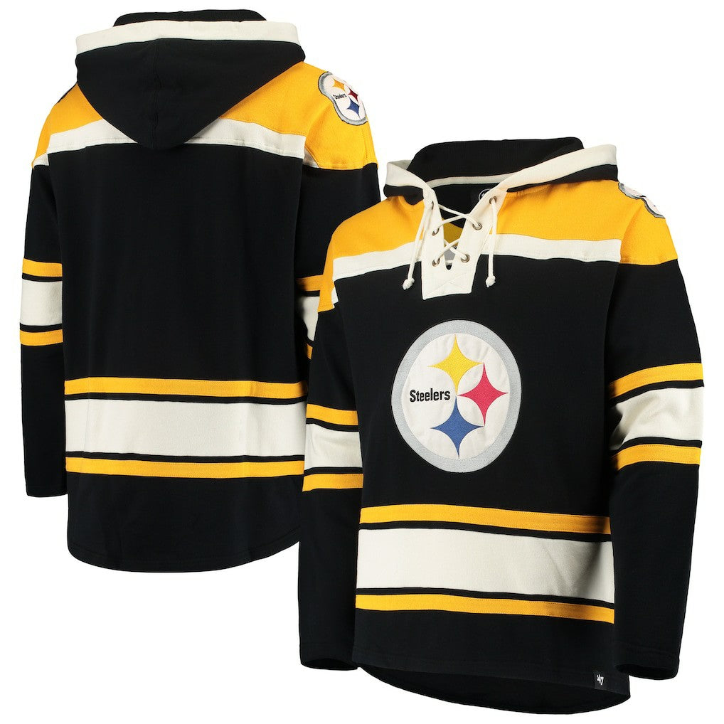 Pittsburgh Steelers '47 Lacer V-Neck Pullover Hoodie - Black/Gold cheap