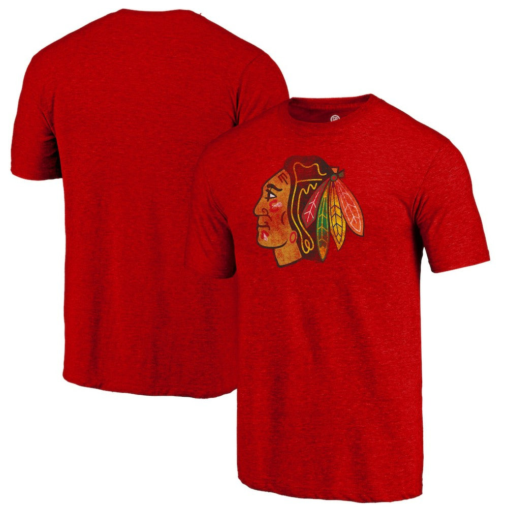 Chicago Blackhawks Distressed Tri-Blend T-Shirt Red