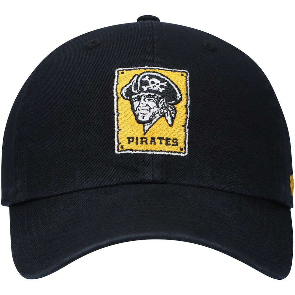 Pittsburgh Pirates Logo Cooperstown Collection Clean Up Adjustable Hat - Black | 47 brand