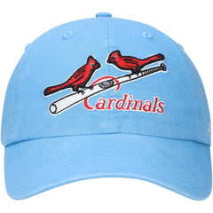 St. Louis Cardinals Logo Cooperstown Collection Clean Up Adjustable Hat - Light Blue | 47 brand