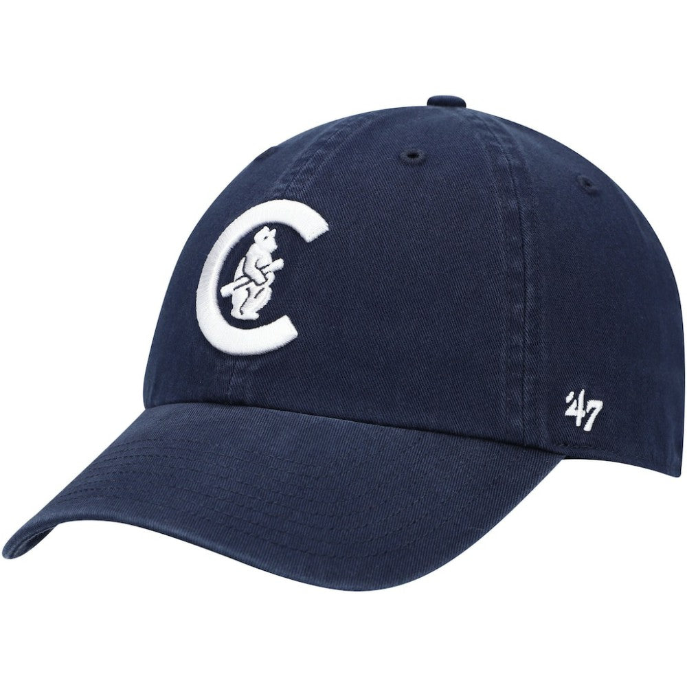 Chicago Cubs C Bear Logo Cooperstown Collection Clean Up Adjustable Hat - Navy | 47 brand