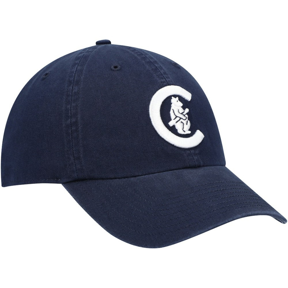 Chicago Cubs C Bear Logo Cooperstown Collection Clean Up Adjustable Hat - Navy | 47 brand