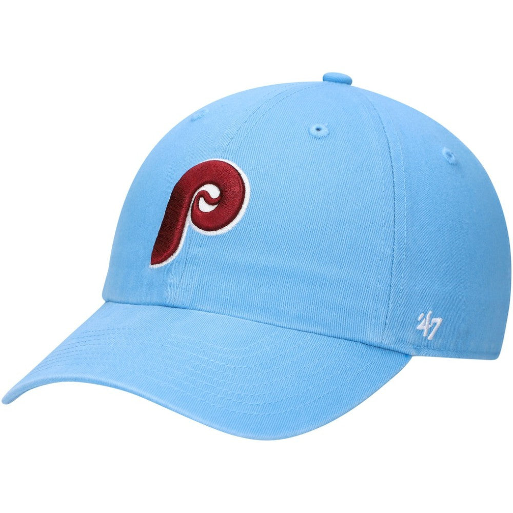 Philadelphia Phillies Logo Cooperstown Collection Clean Up Adjustable Hat - Light Blue | 47 brand