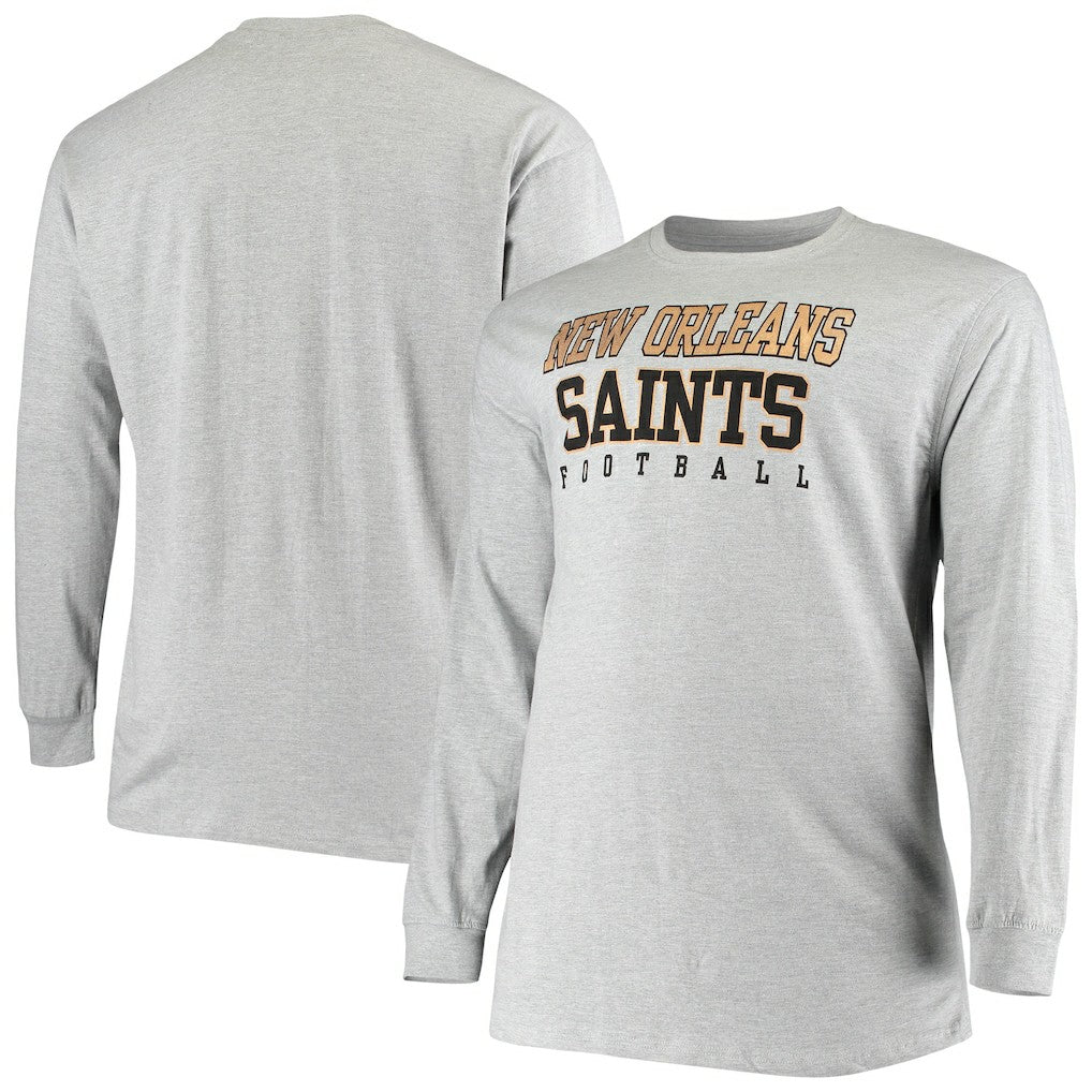 New Orleans Saints Big & Tall Practice Long Sleeve T-Shirt - Heathered Gray discount