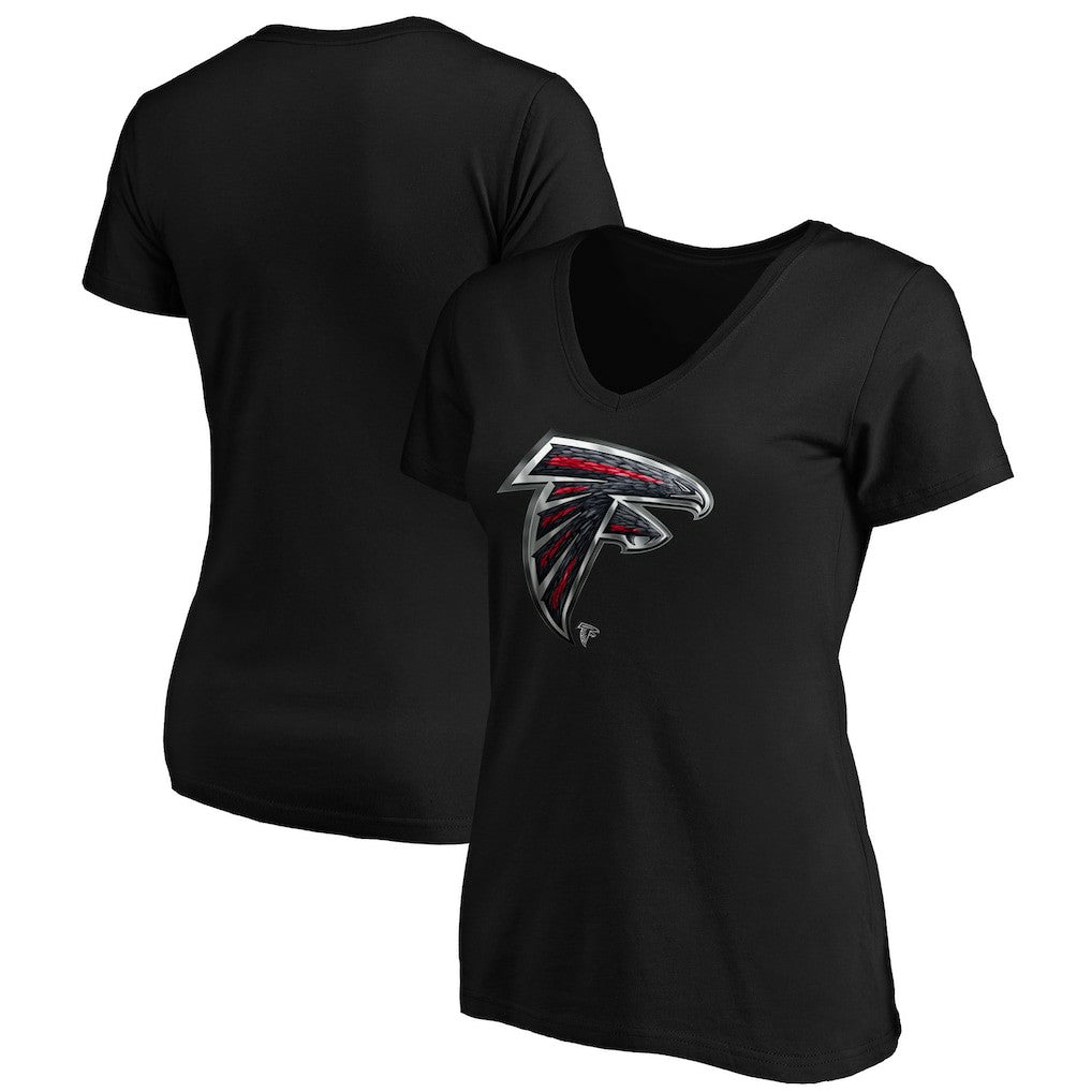Atlanta Falcons Women's Midnight Mascot Logo V-Neck T-Shirt - Black for sale