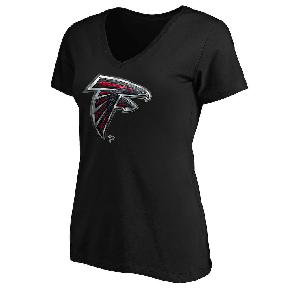 Atlanta Falcons Women's Midnight Mascot Logo V-Neck T-Shirt - Black for sale