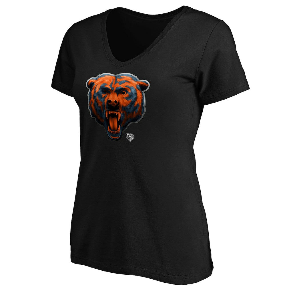 Chicago Bears Women's Midnight Mascot Logo V-Neck T-Shirt - Black sale