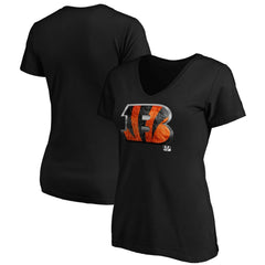 Cincinnati Bengals Women's Midnight Mascot Logo V-Neck T-Shirt - Black cheap