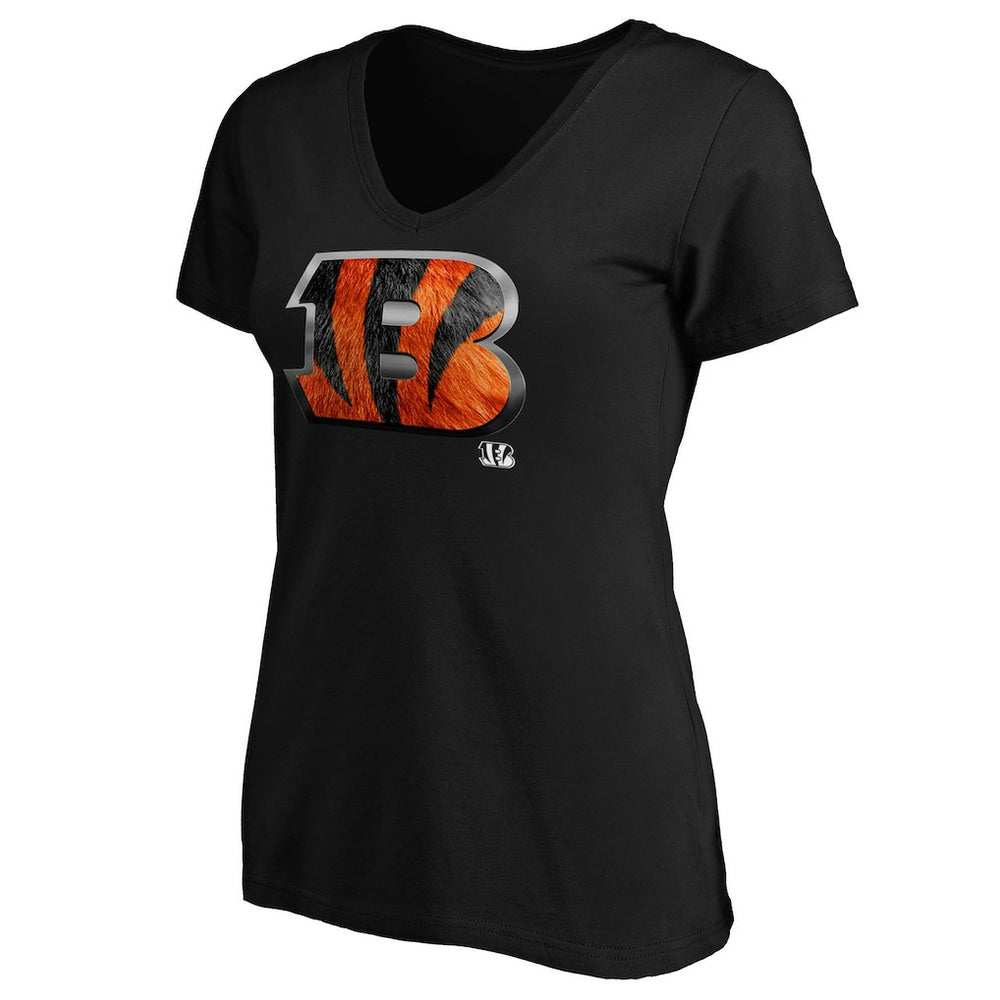 Cincinnati Bengals Women's Midnight Mascot Logo V-Neck T-Shirt - Black cheap