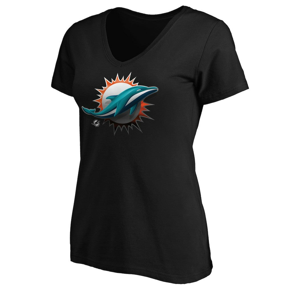 Miami Dolphins Women's Midnight Mascot Logo V-Neck T-Shirt - Black online