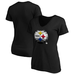 Pittsburgh Steelers Women's Midnight Mascot Logo V-Neck T-Shirt - Black outlet
