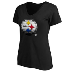 Pittsburgh Steelers Women's Midnight Mascot Logo V-Neck T-Shirt - Black outlet